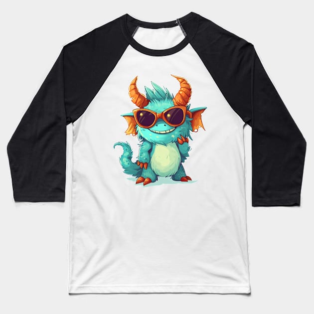 Cute Fluffy Monster Baseball T-Shirt by Obotan Mmienu